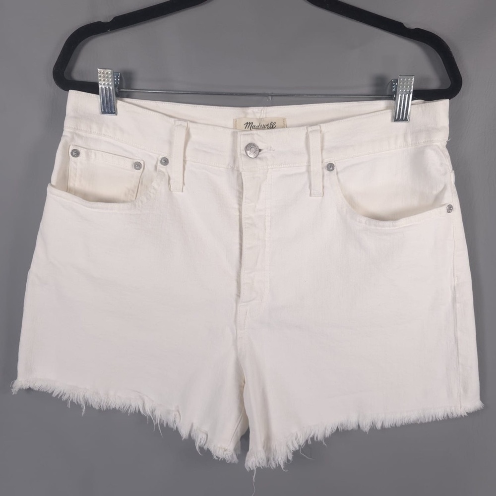 NWT‎ Madewell Denim Jean Shorts White Raw Hem J2509 Size 32